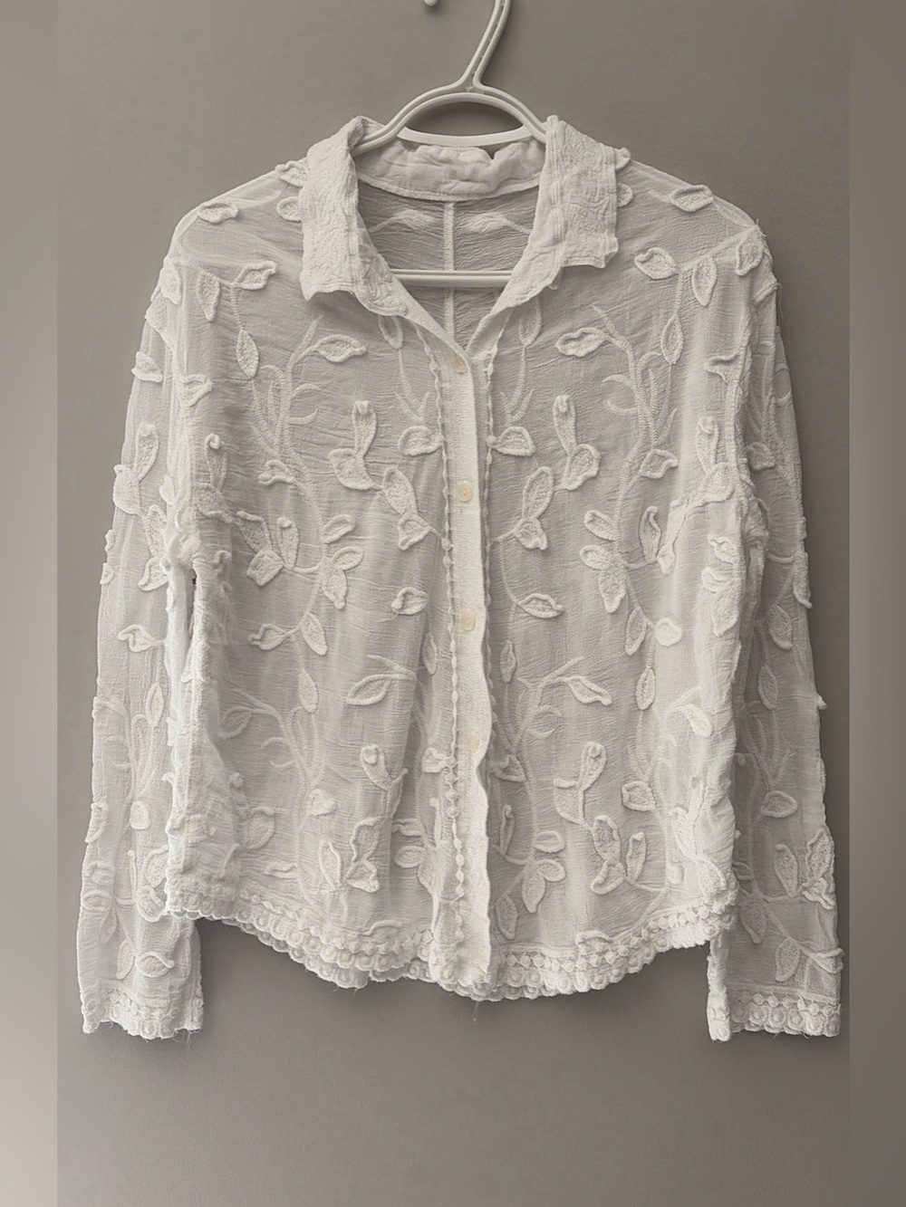 Linen blend patterned blouse - Picture 3 of 5
